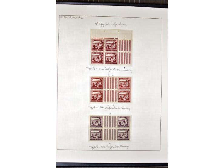Remaining collection with a large amount of plate no. blocks and single stamps, gutter pairs and blocks, presentation booklet