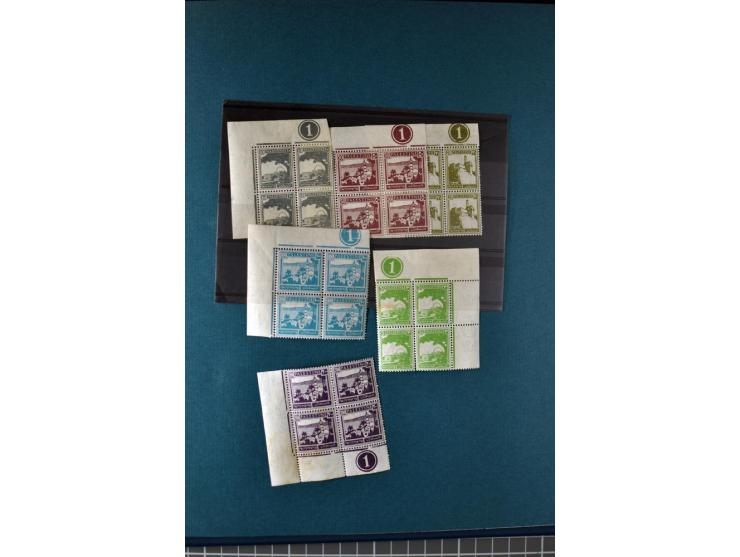 Remaining collection with a large amount of plate no. blocks and single stamps, gutter pairs and blocks, presentation booklet