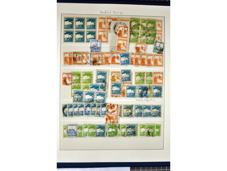 Remaining collection with a large amount of plate no. blocks and single stamps, gutter pairs and blocks, presentation booklet