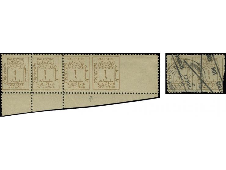1 m. in horizontal strip of four from the lower right sheet corner; the right pair imperforated between and between the right