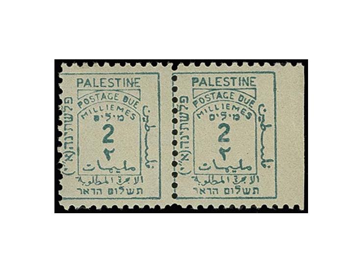 2 m., horizontal pair from the right sheet margin, imperforated at right, unmounted mint, fine and scarce (Bale D2c)