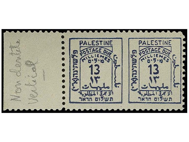 13 m. in horizontal pair, imperforated between, copy from the left sheet margin, unmounted mint, hinge mark in the margin onl