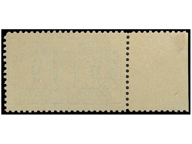 13 m. in horizontal pair, imperforated between, copy from the left sheet margin, unmounted mint, hinge mark in the margin onl