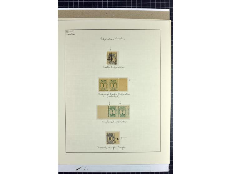 Specialized lot with complete unused sets on white and yellow paper, used set on white paper, 2 entires with color frankings,