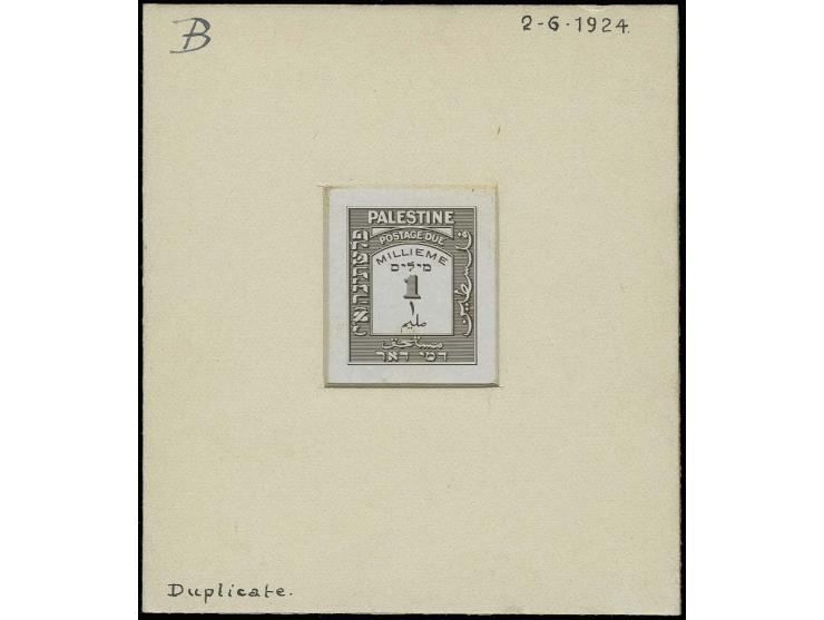 1 m., positive die proof in black mounted on sunken card, dated "2-6.1924" and additionally inscribed "Duplicate", very scarc