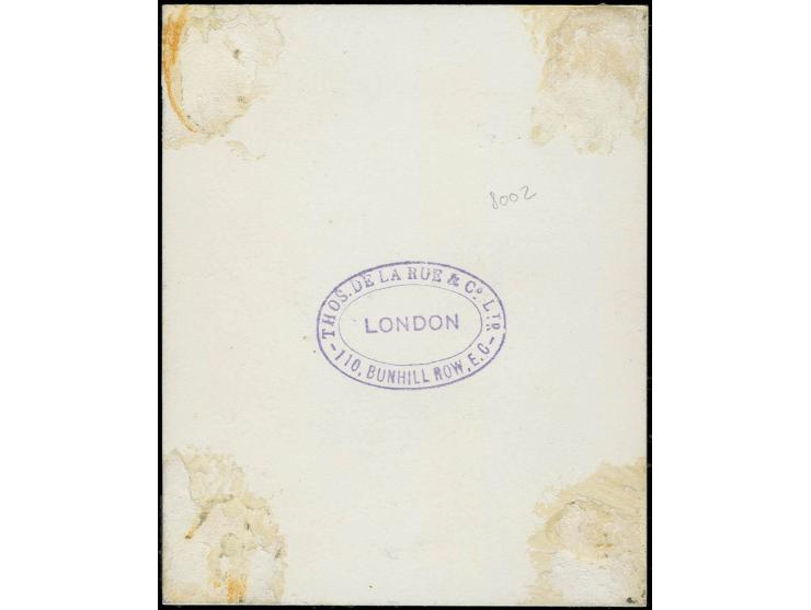 Die proof of value tablets 2, 4, 8, 13 m. and 5 pia. mounted on thick card, dated "3.7.24" with additional manuscript "DUPLIC