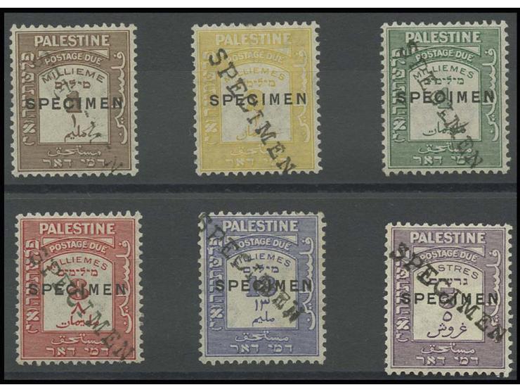 1 m.-5 pia. with overprint "SPECIMEN" and additional diagonal handstamp "SPECIMEN", unused without gum (Bale S.6-11a)