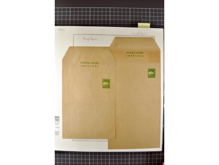 2 volumes specialized collection of postcards, wrappers, lettercards and air letters, incl. several rare items as PC1a, PC2 i