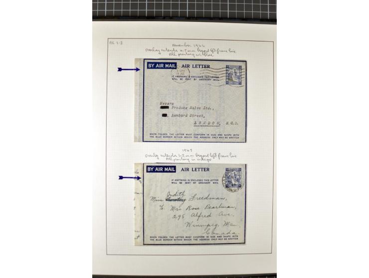 2 volumes specialized collection of postcards, wrappers, lettercards and air letters, incl. several rare items as PC1a, PC2 i