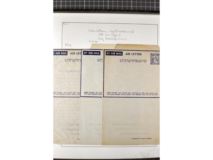 2 volumes specialized collection of postcards, wrappers, lettercards and air letters, incl. several rare items as PC1a, PC2 i