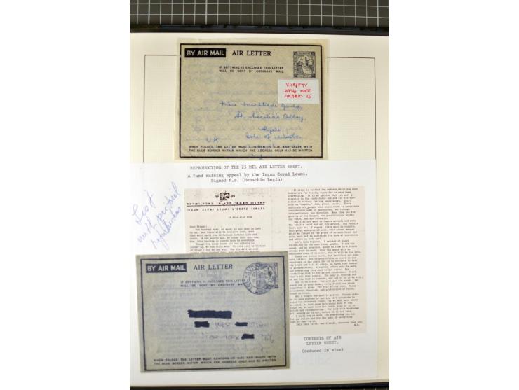2 volumes specialized collection of postcards, wrappers, lettercards and air letters, incl. several rare items as PC1a, PC2 i