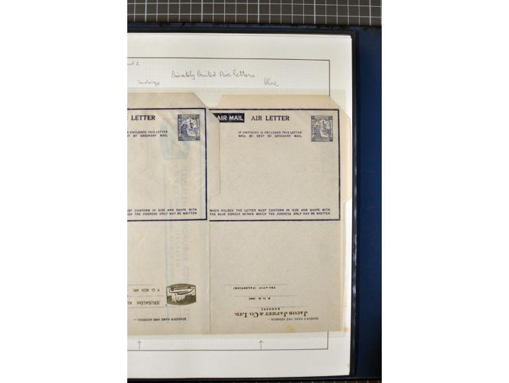 2 volumes specialized collection of postcards, wrappers, lettercards and air letters, incl. several rare items as PC1a, PC2 i