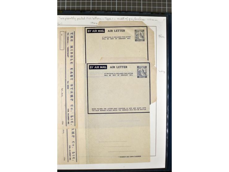 2 volumes specialized collection of postcards, wrappers, lettercards and air letters, incl. several rare items as PC1a, PC2 i