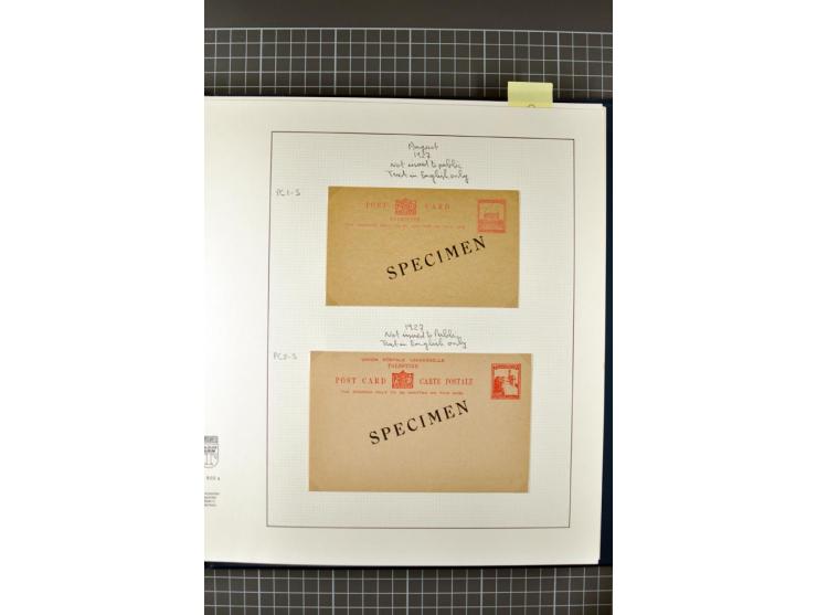 2 volumes specialized collection of postcards, wrappers, lettercards and air letters, incl. several rare items as PC1a, PC2 i