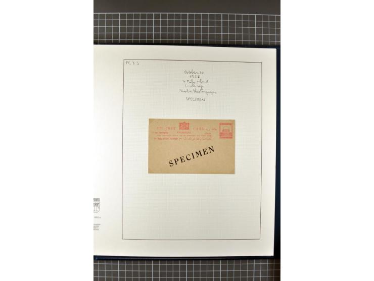 2 volumes specialized collection of postcards, wrappers, lettercards and air letters, incl. several rare items as PC1a, PC2 i