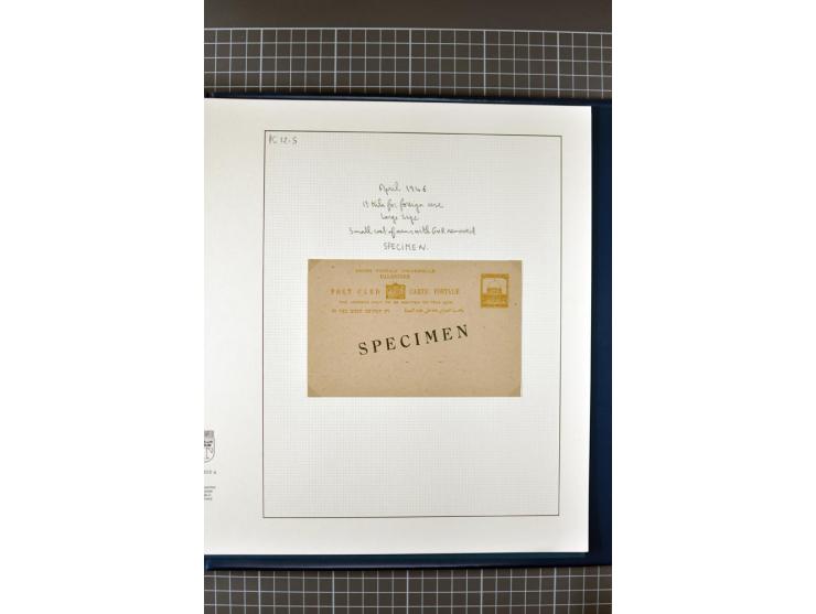 2 volumes specialized collection of postcards, wrappers, lettercards and air letters, incl. several rare items as PC1a, PC2 i