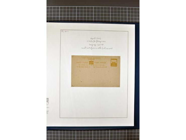 2 volumes specialized collection of postcards, wrappers, lettercards and air letters, incl. several rare items as PC1a, PC2 i