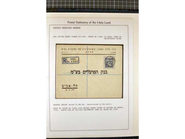 2 volumes specialized collection of postcards, wrappers, lettercards and air letters, incl. several rare items as PC1a, PC2 i