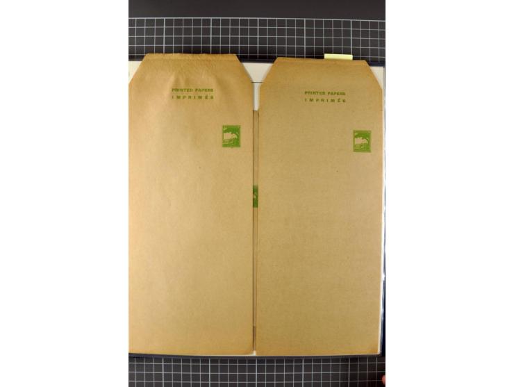 2 volumes specialized collection of postcards, wrappers, lettercards and air letters, incl. several rare items as PC1a, PC2 i