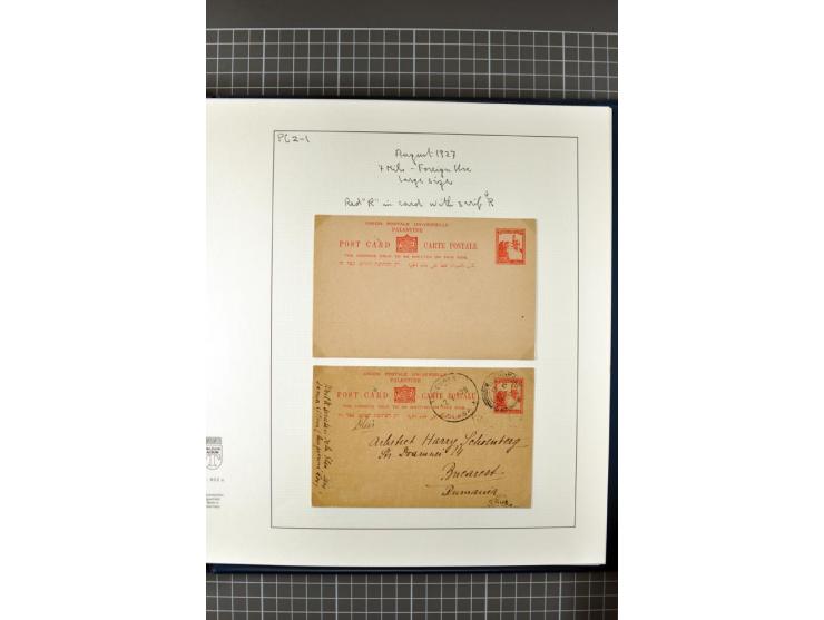 2 volumes specialized collection of postcards, wrappers, lettercards and air letters, incl. several rare items as PC1a, PC2 i