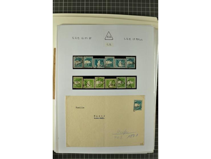 HAIFA: Post office handstamps, extensive collection with well over 200 letters and cards, many pieces, single stamps and post
