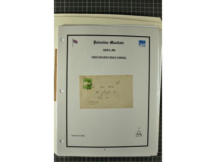 HAIFA: Post office handstamps, extensive collection with well over 200 letters and cards, many pieces, single stamps and post