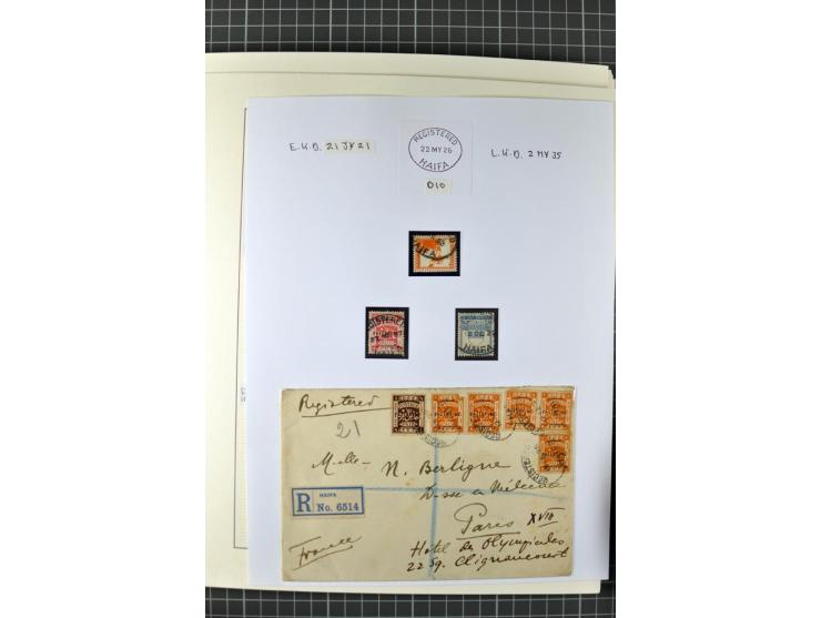 HAIFA: Post office handstamps, extensive collection with well over 200 letters and cards, many pieces, single stamps and post