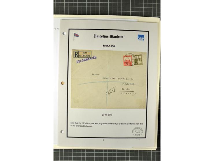 HAIFA: Post office handstamps, extensive collection with well over 200 letters and cards, many pieces, single stamps and post