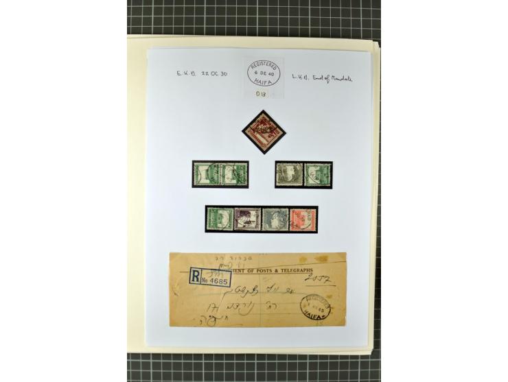 HAIFA: Post office handstamps, extensive collection with well over 200 letters and cards, many pieces, single stamps and post