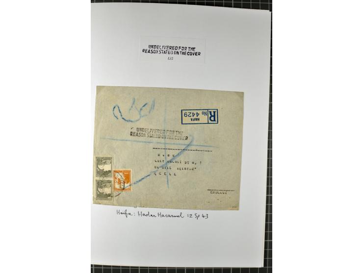 HAIFA: Post office handstamps, extensive collection with well over 200 letters and cards, many pieces, single stamps and post