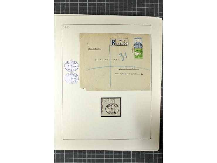 HAIFA: Post office handstamps, extensive collection with well over 200 letters and cards, many pieces, single stamps and post