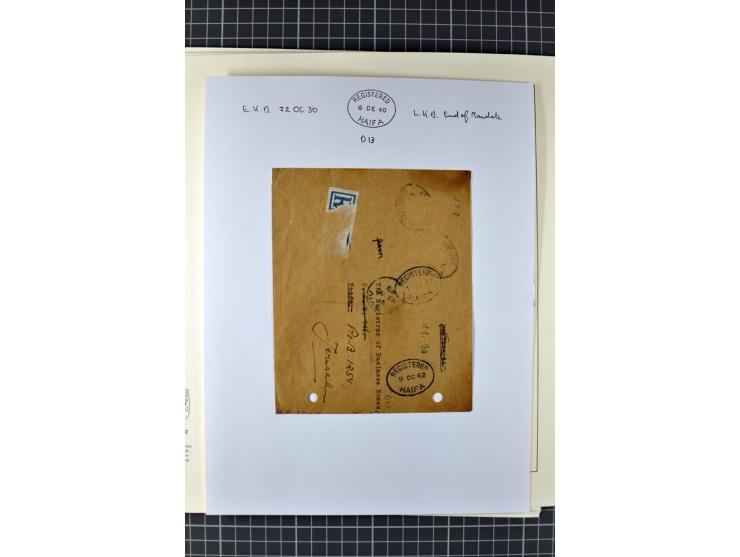 HAIFA: Post office handstamps, extensive collection with well over 200 letters and cards, many pieces, single stamps and post