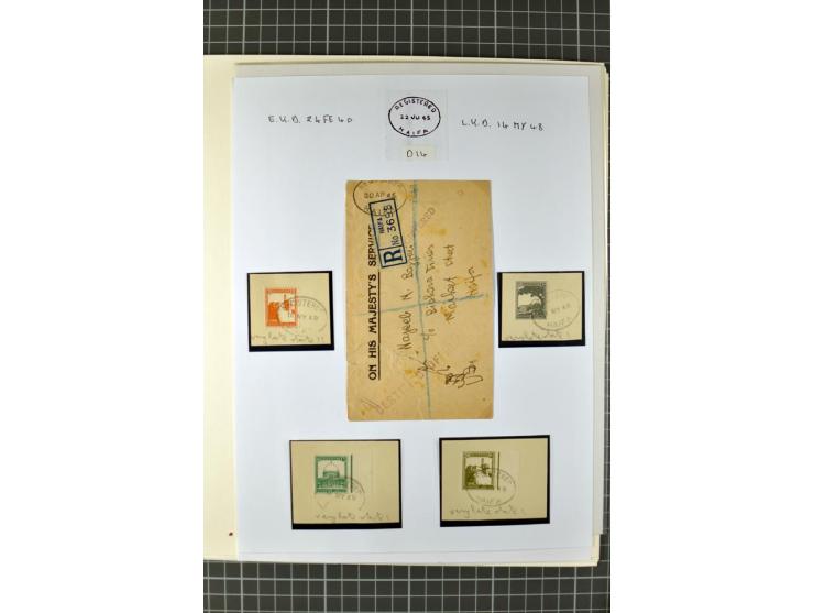 HAIFA: Post office handstamps, extensive collection with well over 200 letters and cards, many pieces, single stamps and post