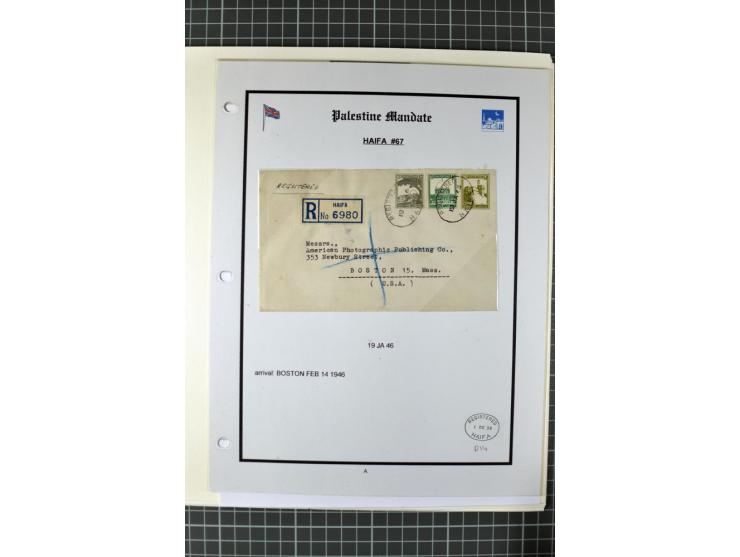 HAIFA: Post office handstamps, extensive collection with well over 200 letters and cards, many pieces, single stamps and post