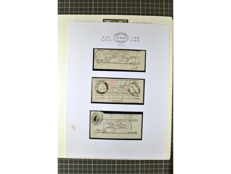 HAIFA: Post office handstamps, extensive collection with well over 200 letters and cards, many pieces, single stamps and post