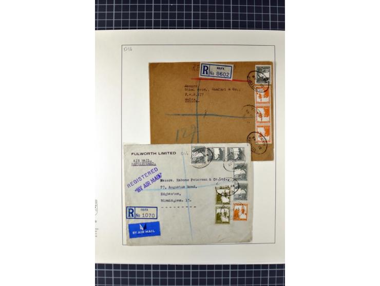HAIFA: Post office handstamps, extensive collection with well over 200 letters and cards, many pieces, single stamps and post