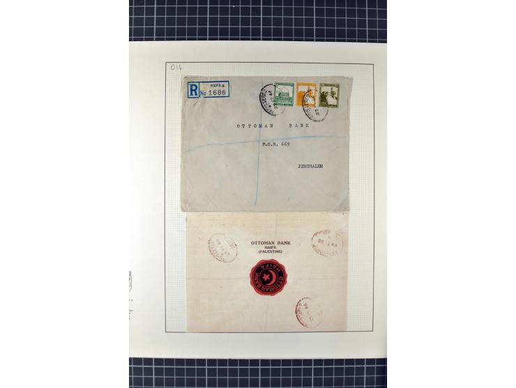 HAIFA: Post office handstamps, extensive collection with well over 200 letters and cards, many pieces, single stamps and post