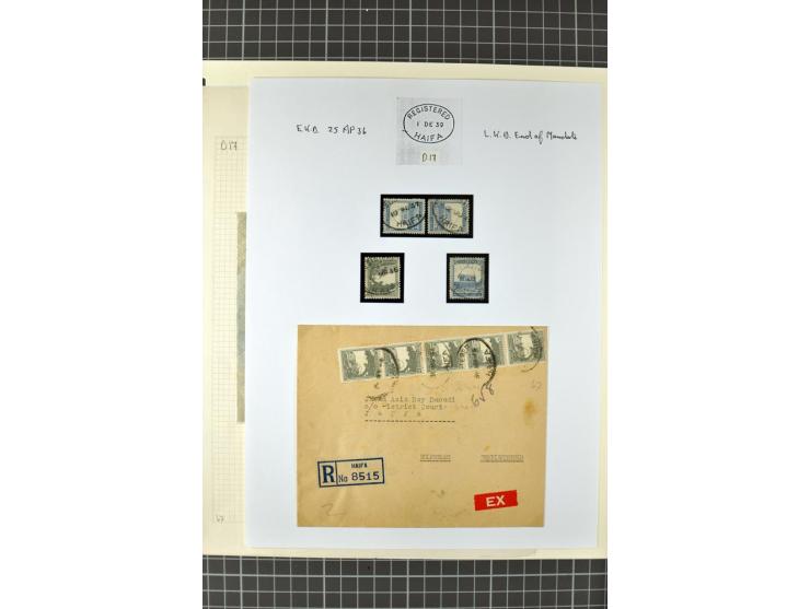 HAIFA: Post office handstamps, extensive collection with well over 200 letters and cards, many pieces, single stamps and post