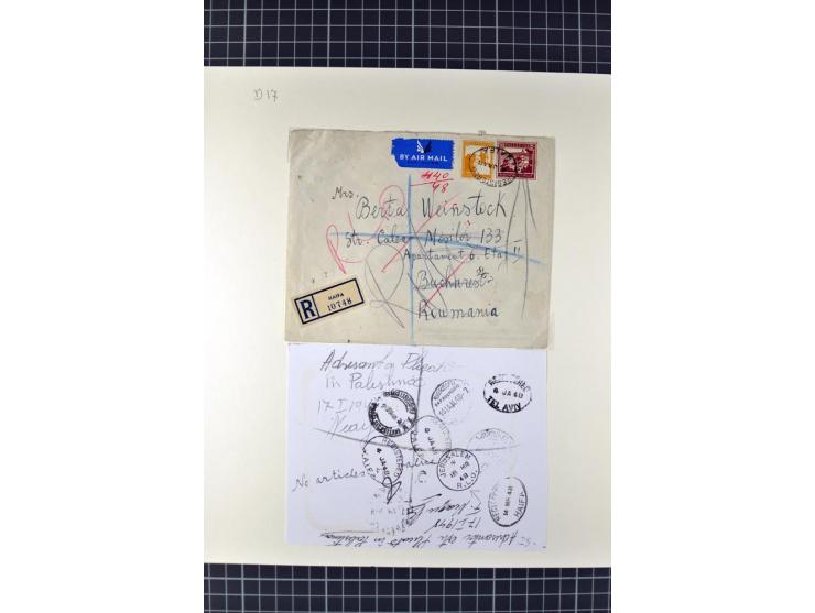 HAIFA: Post office handstamps, extensive collection with well over 200 letters and cards, many pieces, single stamps and post