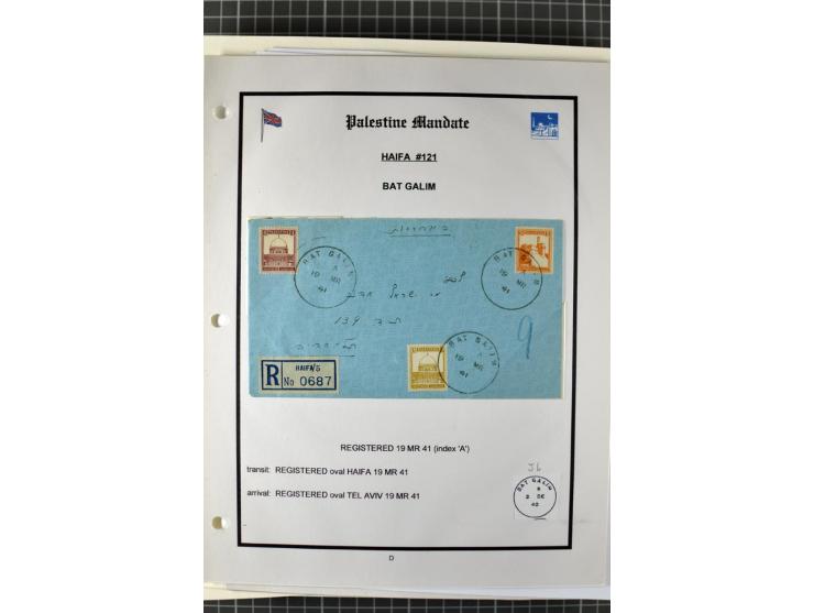 HAIFA: Post office handstamps, extensive collection with well over 200 letters and cards, many pieces, single stamps and post