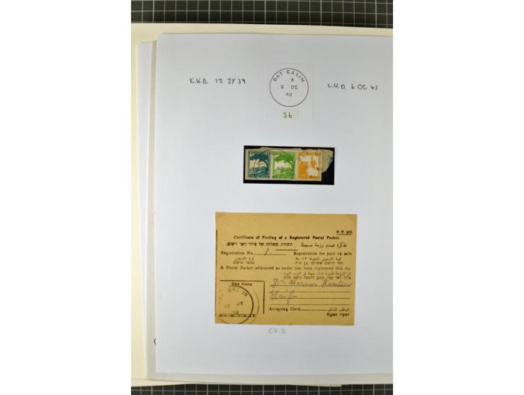 HAIFA: Post office handstamps, extensive collection with well over 200 letters and cards, many pieces, single stamps and post