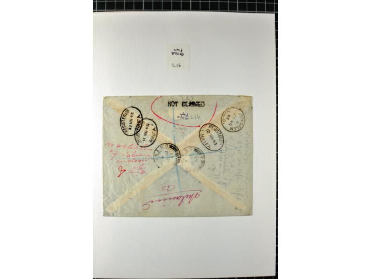 HAIFA: Post office handstamps, extensive collection with well over 200 letters and cards, many pieces, single stamps and post
