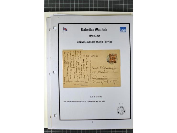 HAIFA: Post office handstamps, extensive collection with well over 200 letters and cards, many pieces, single stamps and post