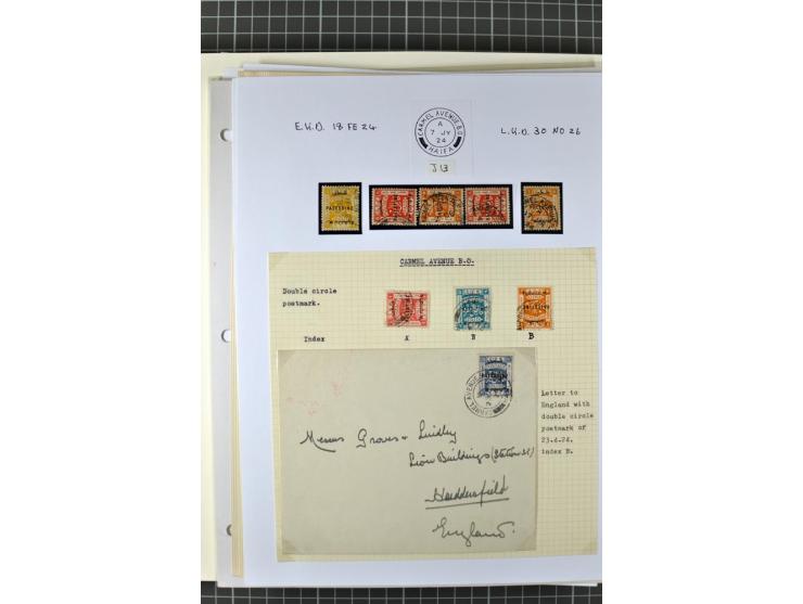 HAIFA: Post office handstamps, extensive collection with well over 200 letters and cards, many pieces, single stamps and post