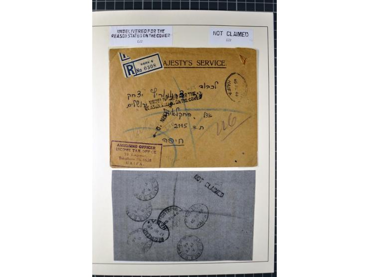 HAIFA: Post office handstamps, extensive collection with well over 200 letters and cards, many pieces, single stamps and post