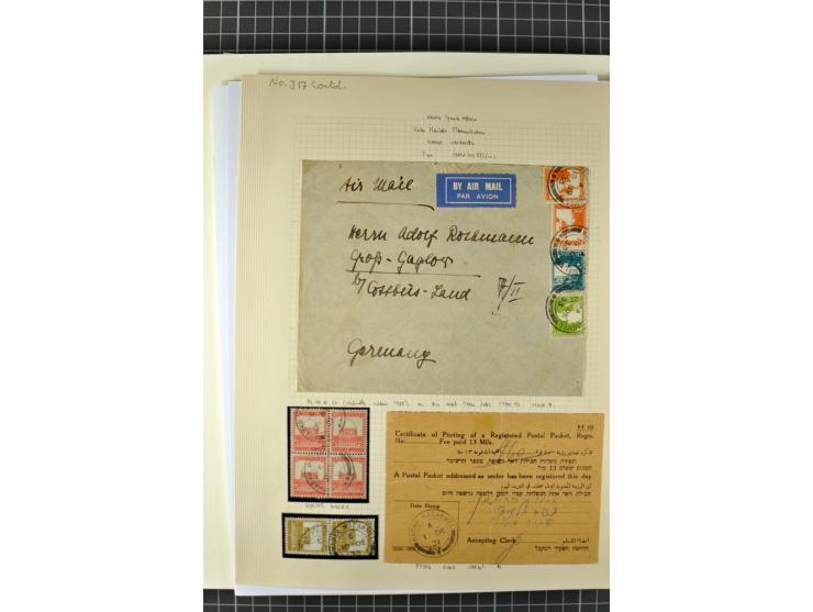 HAIFA: Post office handstamps, extensive collection with well over 200 letters and cards, many pieces, single stamps and post