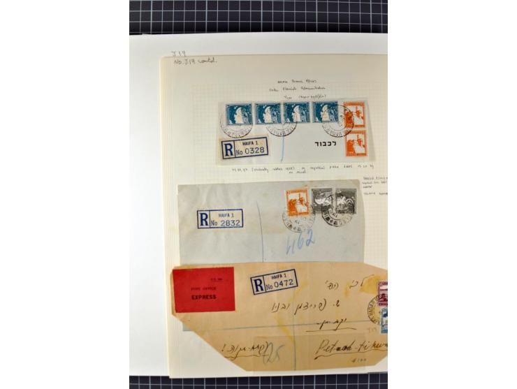 HAIFA: Post office handstamps, extensive collection with well over 200 letters and cards, many pieces, single stamps and post