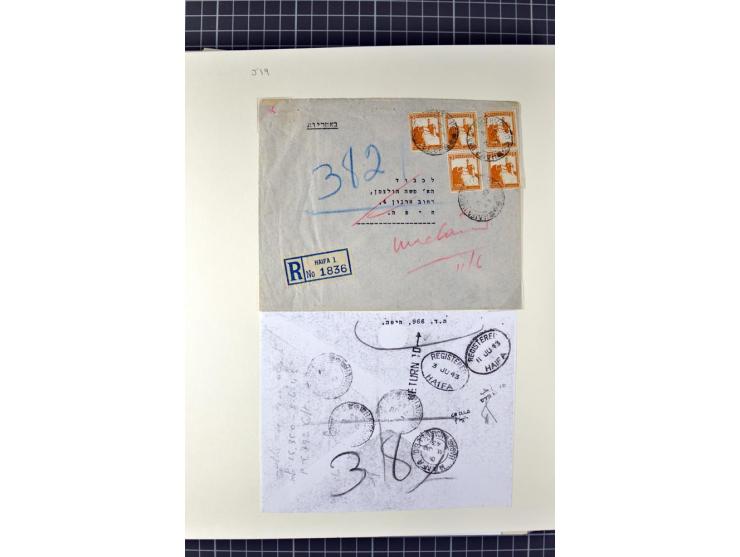 HAIFA: Post office handstamps, extensive collection with well over 200 letters and cards, many pieces, single stamps and post