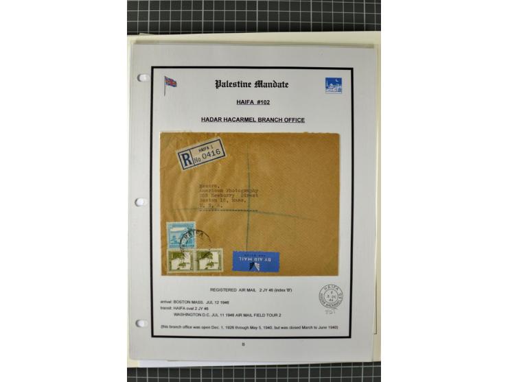 HAIFA: Post office handstamps, extensive collection with well over 200 letters and cards, many pieces, single stamps and post