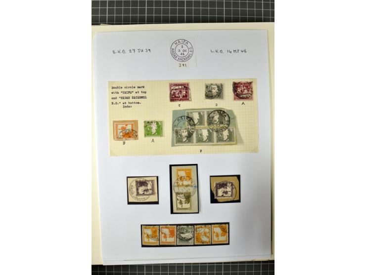 HAIFA: Post office handstamps, extensive collection with well over 200 letters and cards, many pieces, single stamps and post